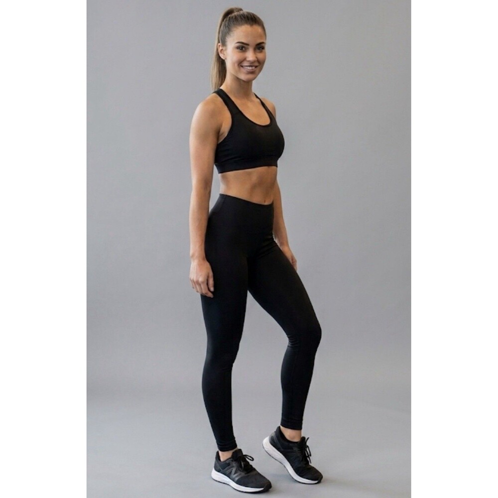 Skinnify Leggings Womens M Black Resistance Bands 4 Compression Gym Hi-Rise